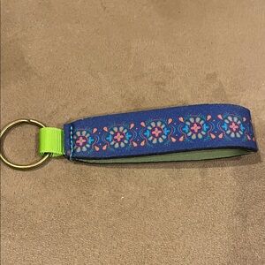 Neoprene Blue /Green Keychain with Floral Pattern